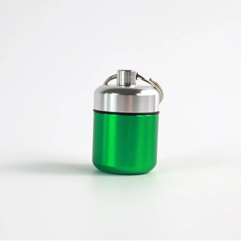 Mini Portable Aluminum Waterproof Pill Box High Quality with Sealed Storage Flat Head and Keychain for Medicine Container New