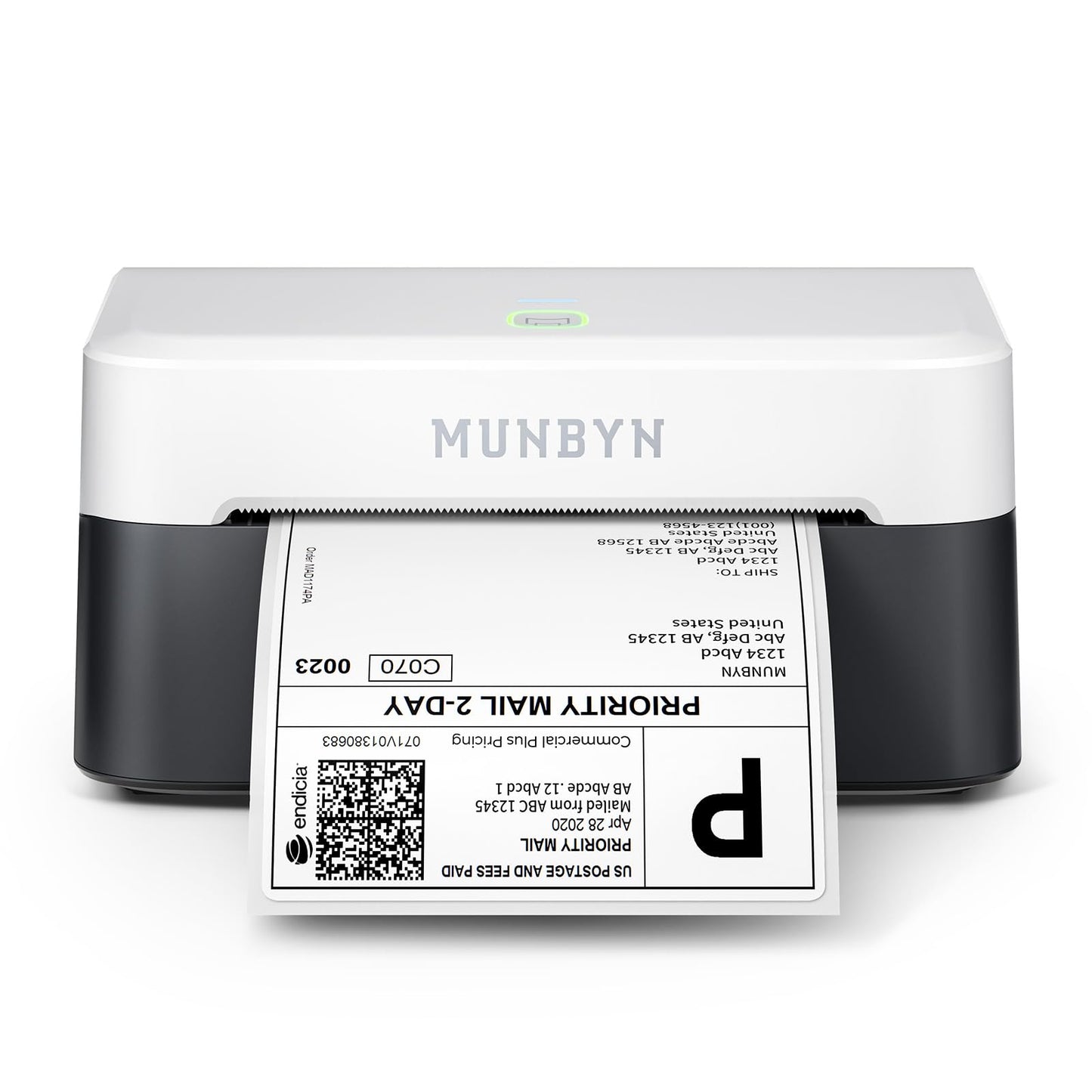 MUNBYN Bluetooth Shipping Label Printer, 4x6 Thermal Label Printer for Small Business, Compatible with iPhone, Android, Windows, macOS, Etsy, Shopify, eBay, Royal Mail, DHL, DPD, Evri, 403B, White