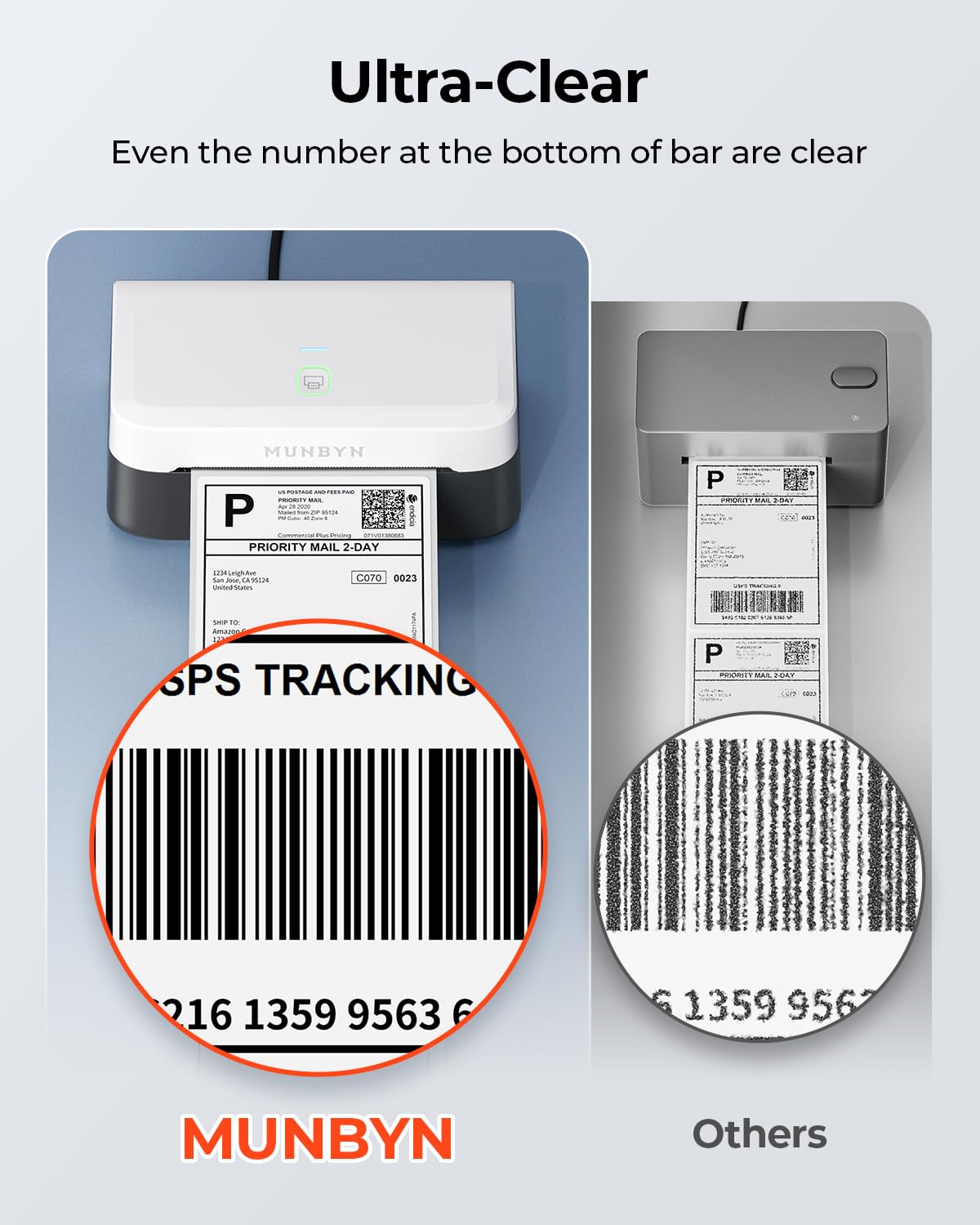 MUNBYN Bluetooth Shipping Label Printer, 4x6 Thermal Label Printer for Small Business, Compatible with iPhone, Android, Windows, macOS, Etsy, Shopify, eBay, Royal Mail, DHL, DPD, Evri, 403B, White