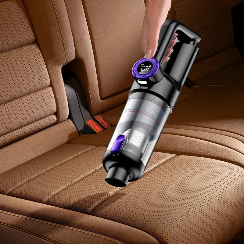 Ultra-Quiet High-Power Brushless Vacuum Cleaner with Digital Battery Display Cyclonic Dust Cup Multi-Use for Car/Home/Office