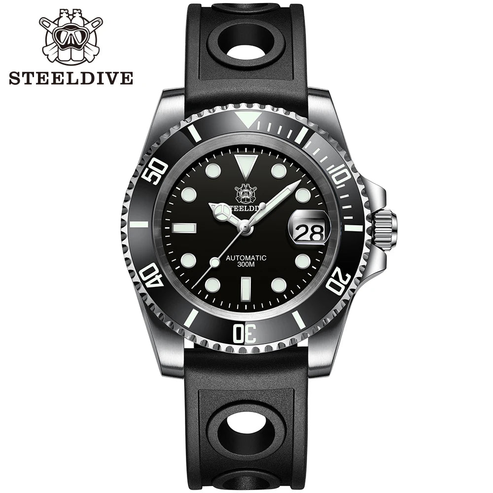 STEELDIVE SD1953 New Arrival Stainless Steel Bi-Color Dial NH35 Automatic Watch 300M Waterproof Sapphire Glass Men Dive Watches