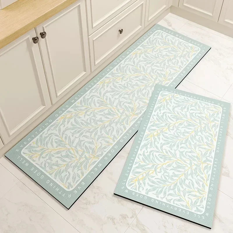 Carpet for Kitchen Floor Mat Pvc Leather Carpets Waterproof Non-slip Rug Long Foot Mats Oil-proof Blue Home Decoration Rugs