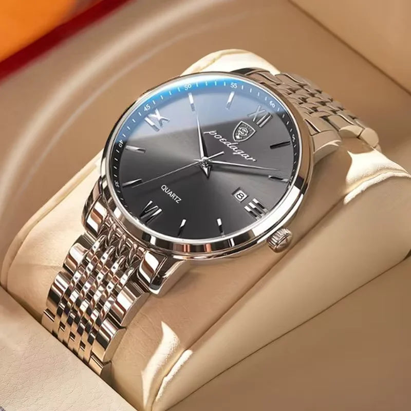 POEDAGAR Luxury Sports Men's Wristwatch Stainless Steel Waterproof Date Man Watch High Quality Casual Fashion Quartz Men Watches