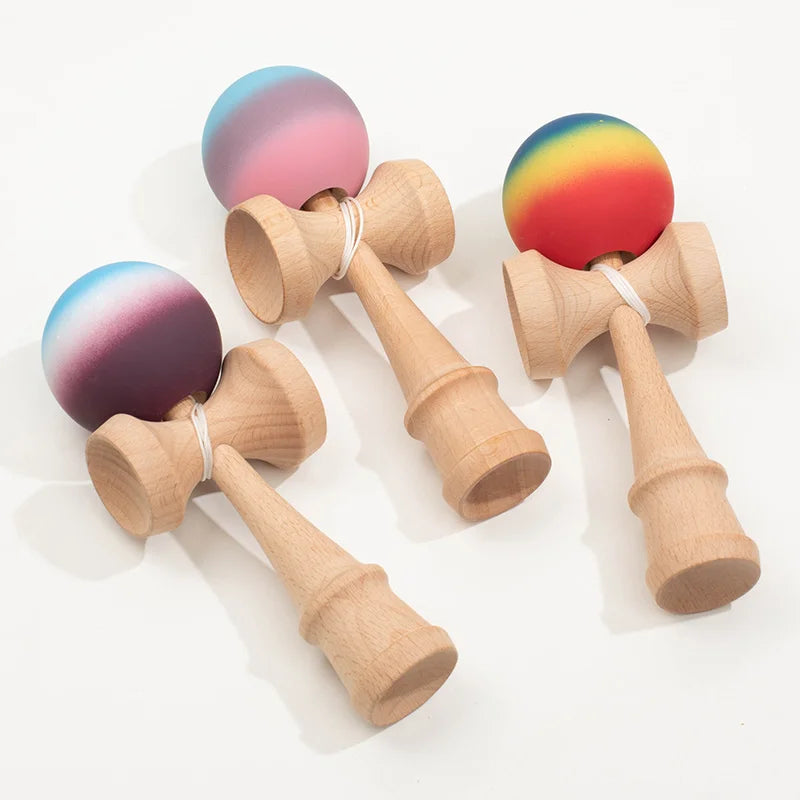 Kendama Wooden Skill Ball with Crackle & Gradient Paint – For Beginners & Pros, 2 Random Colors, Gift Toy