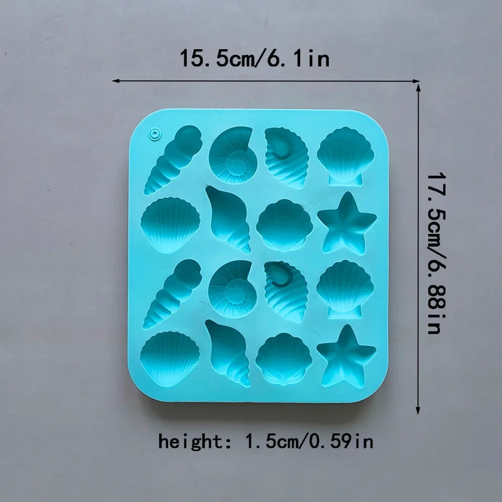 16 Cavity Shell Conch Starfish And Other Shaped Silicone Molds DIY Candy Mousse Pastry Pudding Chocolate Cake Baking Mold