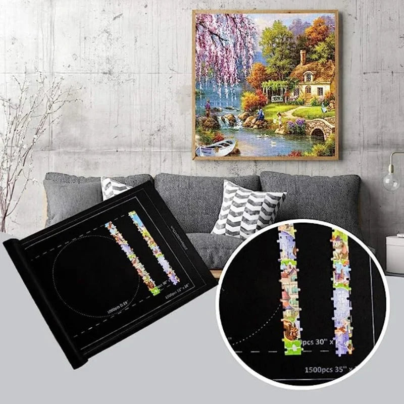 Puzzles Pad Jigsaw Roll Felt Mat Storage Bag Playmat Puzzles Blanket For Up To 1500 Pcs Puzzle Accessories Portable Storage Mat
