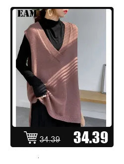 [EAM] Black Denim Irregular Casual Sweatshirt New Round Neck Long Sleeve Women Big Size Fashion Tide Spring Autumn 2026 1DH5370