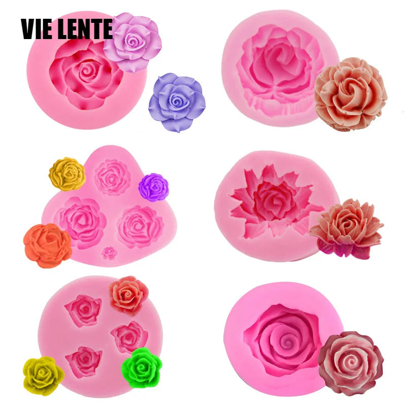 3D Rose Siliconen Cakevorm Bloem Fondant Mold Cake Decoration Bakken Tool Mallen Cake Mold Tool Silicone Chocolate Molds Gadgets