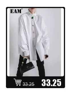 [EAM] Black Denim Irregular Casual Sweatshirt New Round Neck Long Sleeve Women Big Size Fashion Tide Spring Autumn 2026 1DH5370