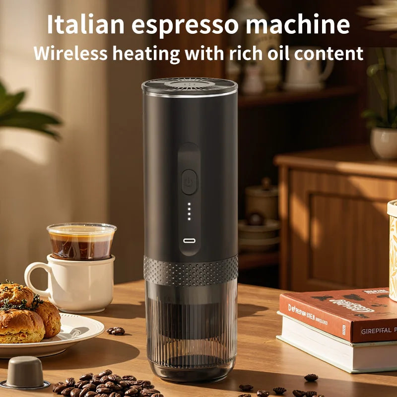 3-in-1 Wireless Electric Portable Espresso Coffee Machine Auto Heating Pump Press Capsule Powder Coffee Pot for Car&Home Camping