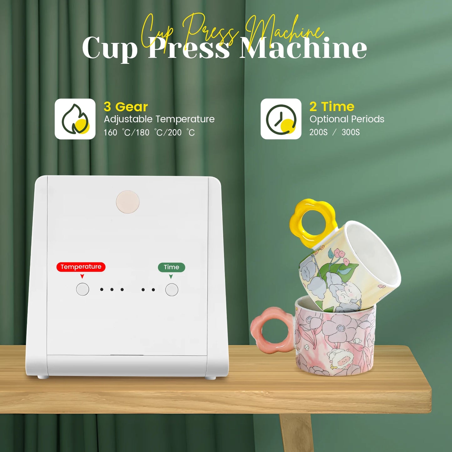 Automatic Mug Heat Press Machine 10-11oz Transfer Sublimation Portable Cup Presser One-Touch Button as Gifts for Birthdays