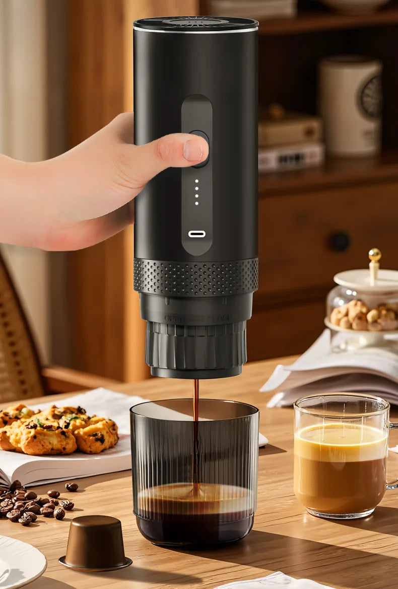 3-in-1 Wireless Electric Portable Espresso Coffee Machine Auto Heating Pump Press Capsule Powder Coffee Pot for Car&Home Camping