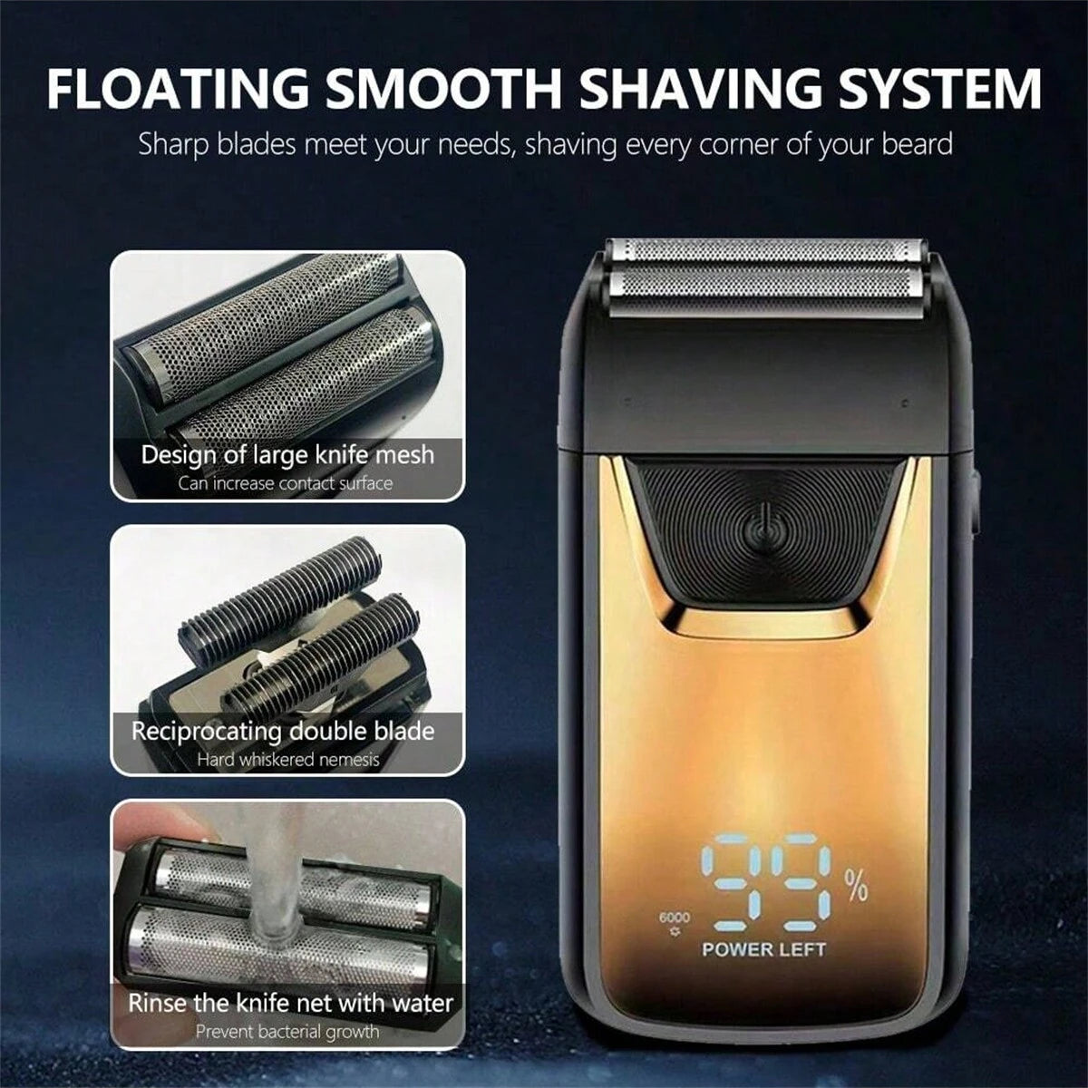 Hair Shaver Double Blades Shaver Electric Shaver Razor For Men Close Bald Head Barber Shaver Trimmer Rechargeable Shaver/Shaper