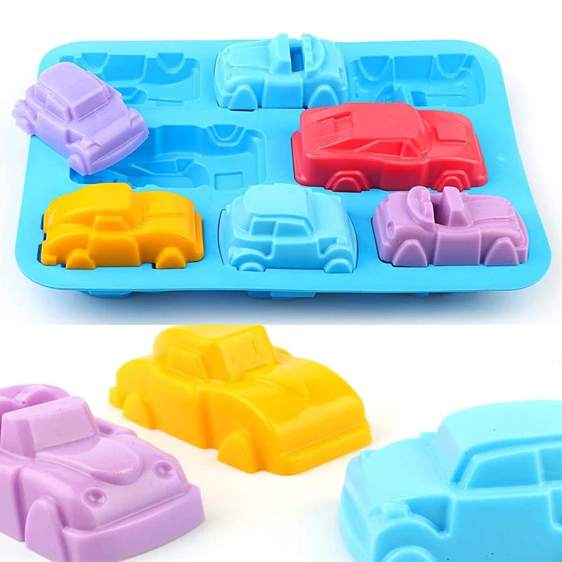 Car Silicone Mold For Baking 3D Auto Soap Candle Mould Ice Cube Tray Kids Birthday Party Cake Decorating Tools Cupcake Topper
