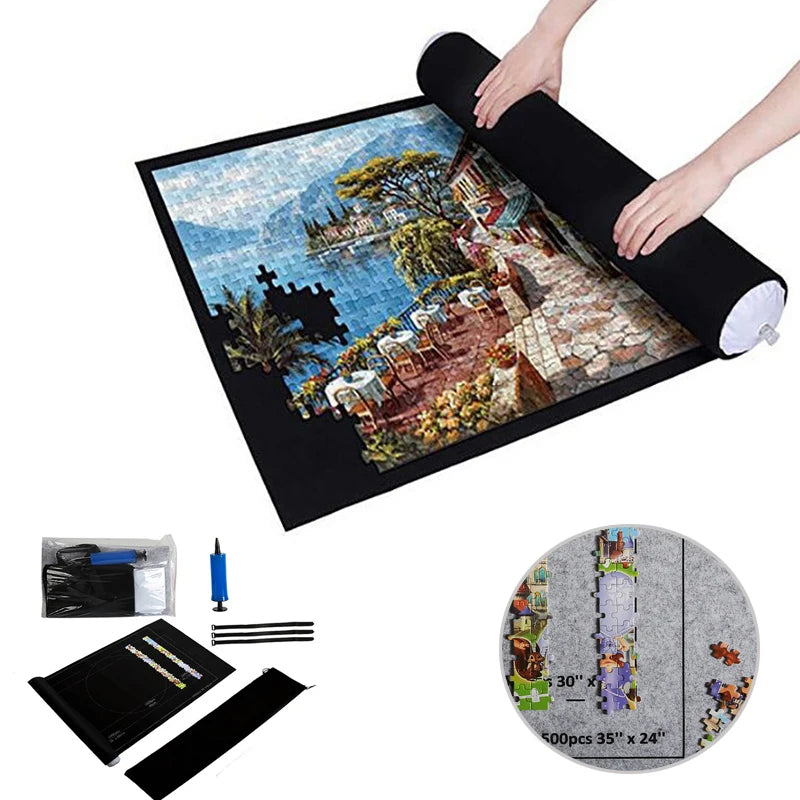 Puzzles Pad Jigsaw Roll Felt Mat Storage Bag Playmat Puzzles Blanket For Up To 1500 Pcs Puzzle Accessories Portable Storage Mat