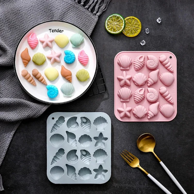 Silicone Molds with Shells, Conch, Starfish and Other Modeling, Epoxy Abrasives, Ice Grid, Chocolate Cake Molds