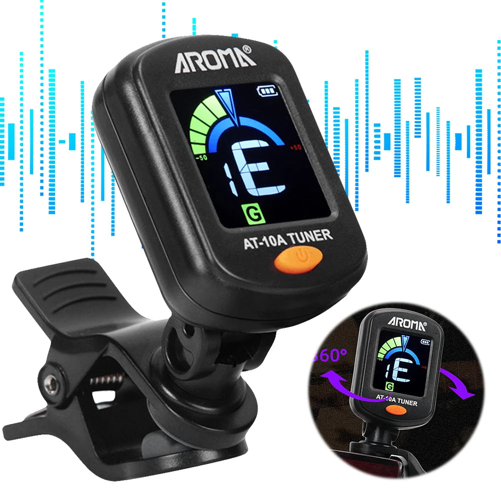 Guitar Tuner Foldable Rotatable Acoustic Guitar Tuner Electric Guitar Tuner for Acoustic/Electric Guitar Ukulele Violin Bass