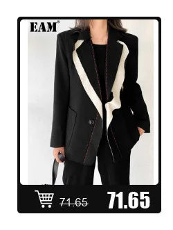 [EAM] Black Denim Irregular Casual Sweatshirt New Round Neck Long Sleeve Women Big Size Fashion Tide Spring Autumn 2026 1DH5370