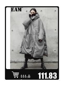 [EAM] Black Denim Irregular Casual Sweatshirt New Round Neck Long Sleeve Women Big Size Fashion Tide Spring Autumn 2026 1DH5370