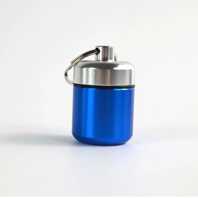 Mini Portable  Aluminum Waterproof Pill Box High Quality with Sealed Storage Flat Head and Keychain for Medicine Container New