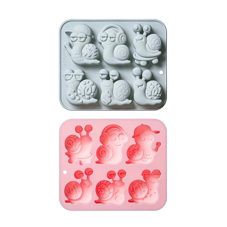 6 Cavity Different Snail-themed Silicone Mold 3d Rock Style Snails Fondant Cake Candy Chocolate Mould Ice Grid Epoxy Reins Mold