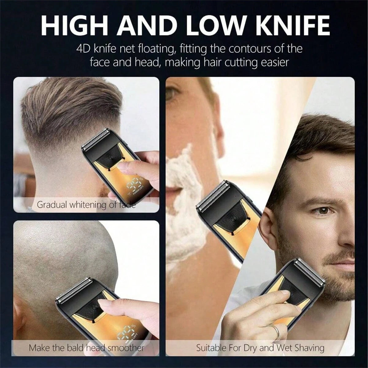 Hair Shaver Double Blades Shaver Electric Shaver Razor For Men Close Bald Head Barber Shaver Trimmer Rechargeable Shaver/Shaper