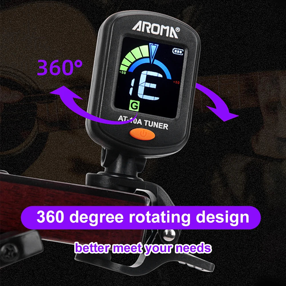 Guitar Tuner Foldable Rotatable Acoustic Guitar Tuner Electric Guitar Tuner for Acoustic/Electric Guitar Ukulele Violin Bass