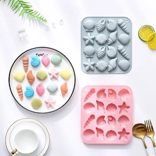 Silicone Molds with Shells, Conch, Starfish and Other Modeling, Epoxy Abrasives, Ice Grid, Chocolate Cake Molds