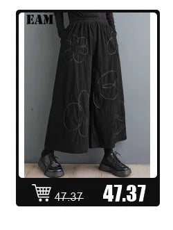 [EAM] Black Denim Irregular Casual Sweatshirt New Round Neck Long Sleeve Women Big Size Fashion Tide Spring Autumn 2026 1DH5370