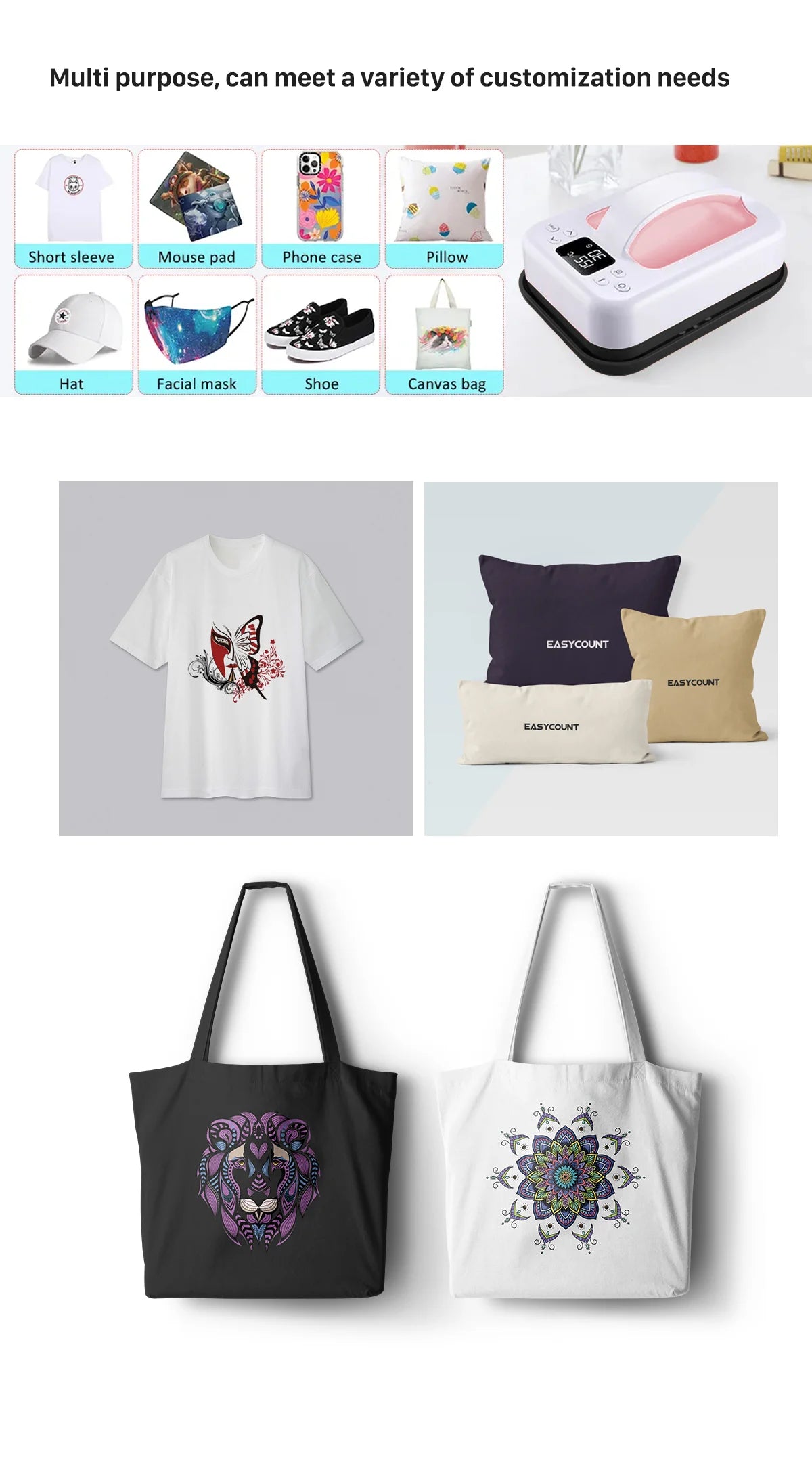 Heat Press Machine 7x5, Portable Fast Heating Sublimation Press for T-Shirts, Easy Use for Beginner & Home Business