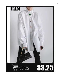 [EAM] Black Denim Irregular Casual Sweatshirt New Round Neck Long Sleeve Women Big Size Fashion Tide Spring Autumn 2026 1DH5370