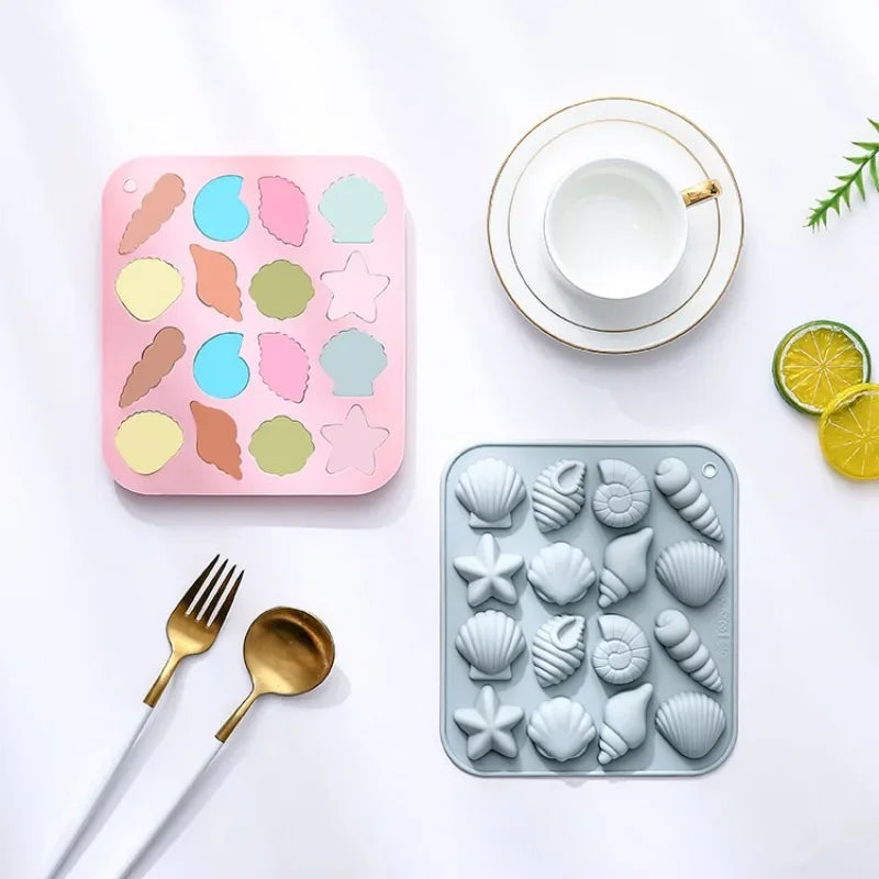 Silicone Molds with Shells, Conch, Starfish and Other Modeling, Epoxy Abrasives, Ice Grid, Chocolate Cake Molds