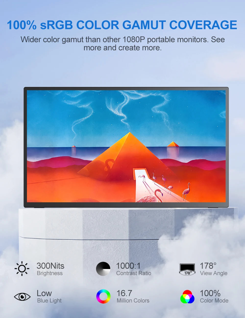 EVICIV 120hz Portable Gaming Monitor 18.5 inch 100% sRGB 1080P with VESA & Stand 180° Adjustable Ultra-Slim IPS HDR Display