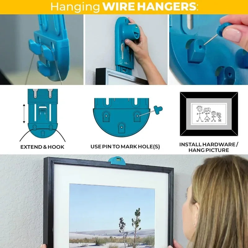 All-in-One Picture Hanging Kit Picture Leveling and Hanging Tool Sawtooth/Wire Hangers Hardware Case with 85-Piece Essentials