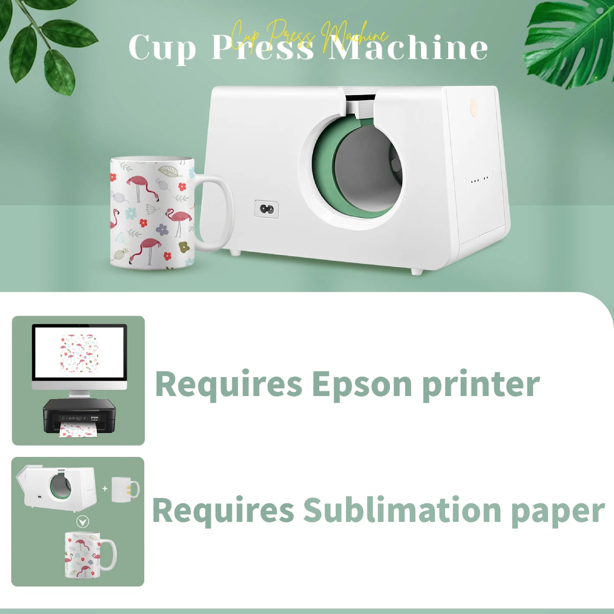 Automatic Mug Heat Press Machine 10-11oz Transfer Sublimation Portable Cup Presser One-Touch Button as Gifts for Birthdays