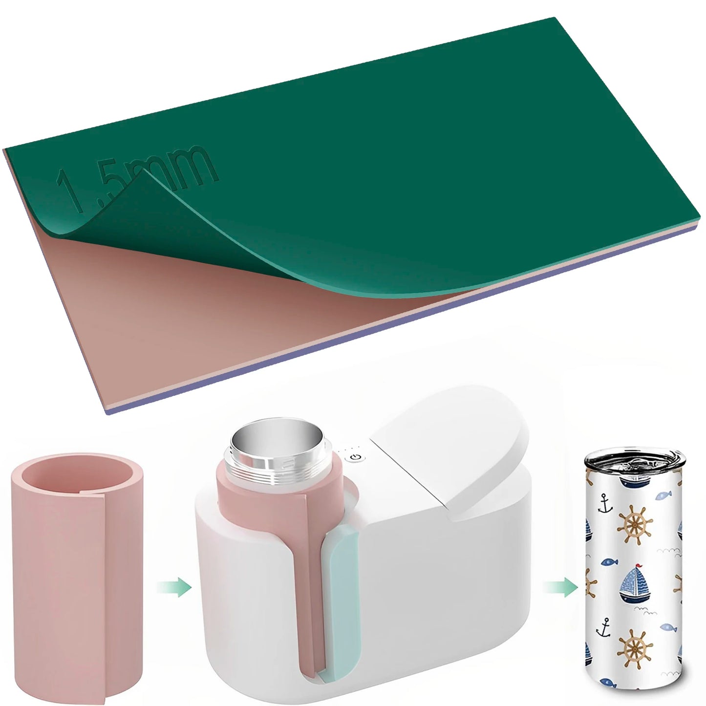 3Pcs Sublimation Tumbler Wrap Silicone Sheets with Mug Press Bundle Accessories For Heat Press Sublimation Machine