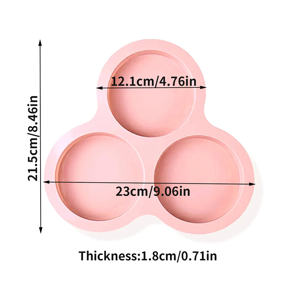 Silicone Egg Mold Air Fryer Egg Pan Reusable 3-Cavity Muffin Cake Baking Mould Kitchen Cooking Accessories