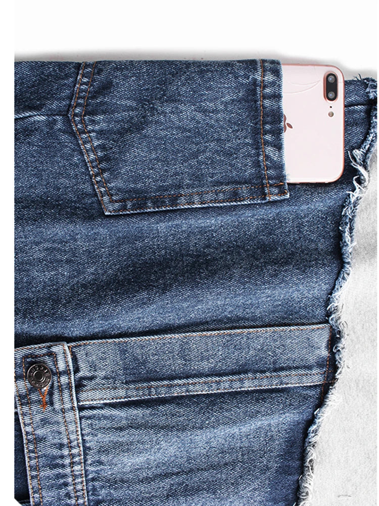 [EAM] Black Denim Irregular Casual Sweatshirt New Round Neck Long Sleeve Women Big Size Fashion Tide Spring Autumn 2026 1DH5370