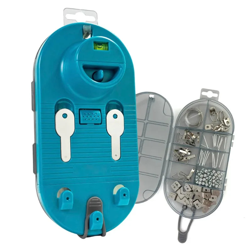 All-in-One Picture Hanging Kit Picture Leveling and Hanging Tool Sawtooth/Wire Hangers Hardware Case with 85-Piece Essentials