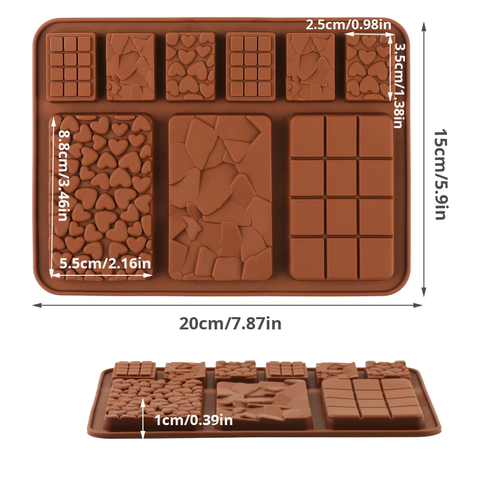 2022 New Silicone Chocolate Bar Mold Silicon cake decoration Silicone Molds for Break Apart Chocolate Tools Candy Mold mold DIY