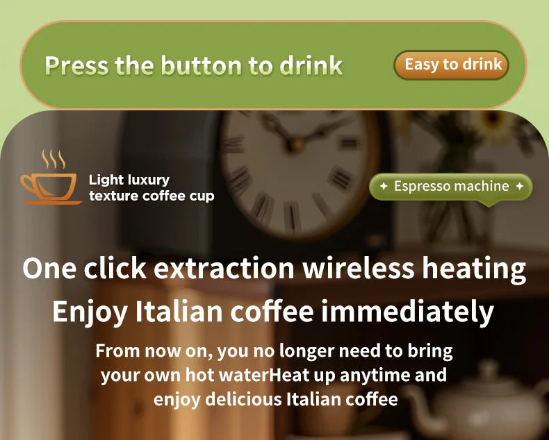 3-in-1 Wireless Electric Portable Espresso Coffee Machine Auto Heating Pump Press Capsule Powder Coffee Pot for Car&Home Camping