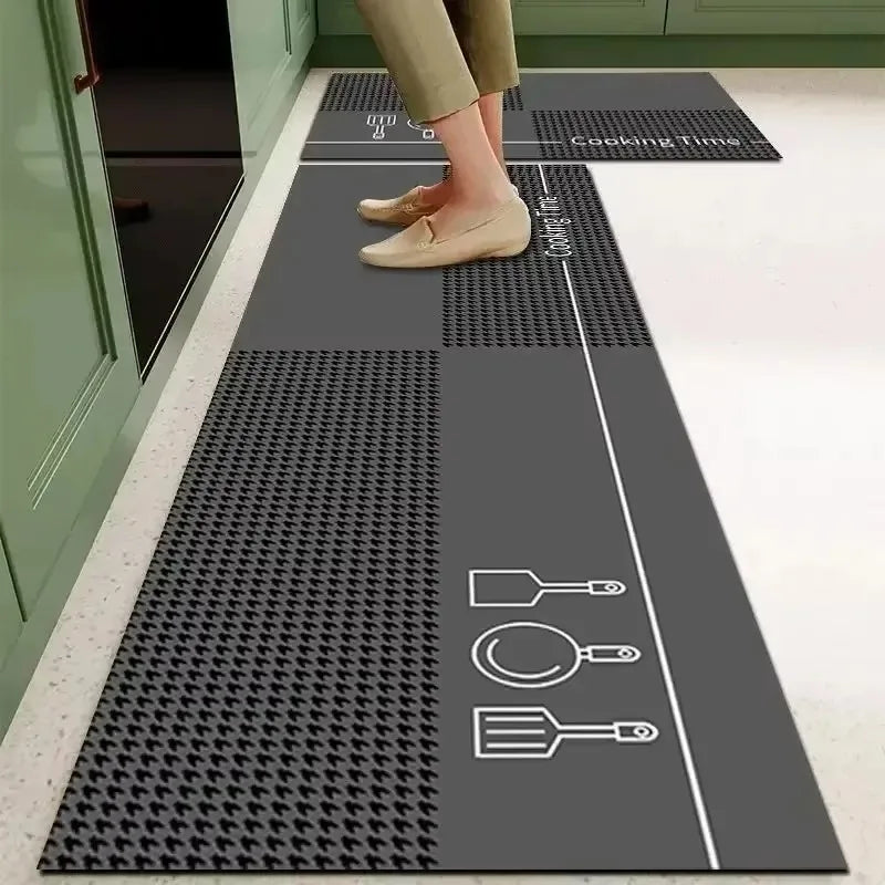 Carpet for Kitchen Floor Mat Pvc Leather Carpets Waterproof Non-slip Rug Long Foot Mats Oil-proof Blue Home Decoration Rugs
