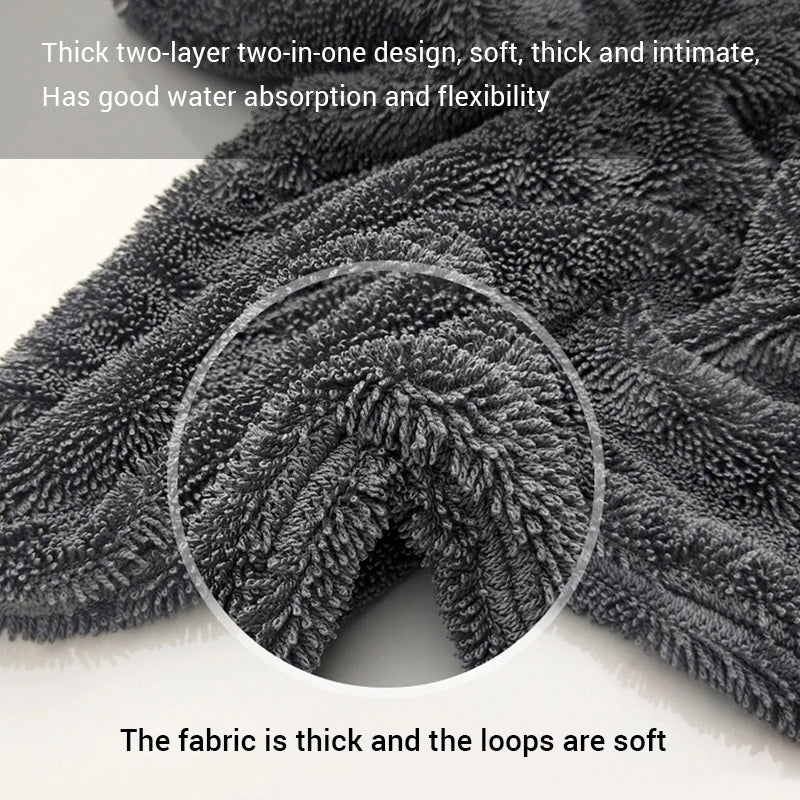 Car Wash Towel 1200GSM Double Sided Towel Car Detailing Twisted Braid Cloth Super Absorbent Rag for Car Home Washing Accessories