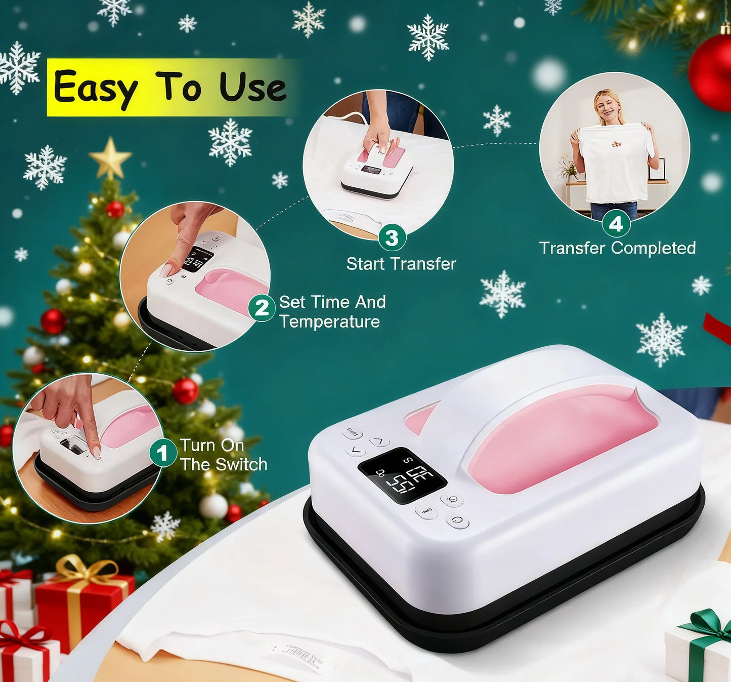 Heat Press Machine 7x5, Portable Fast Heating Sublimation Press for T-Shirts, Easy Use for Beginner & Home Business