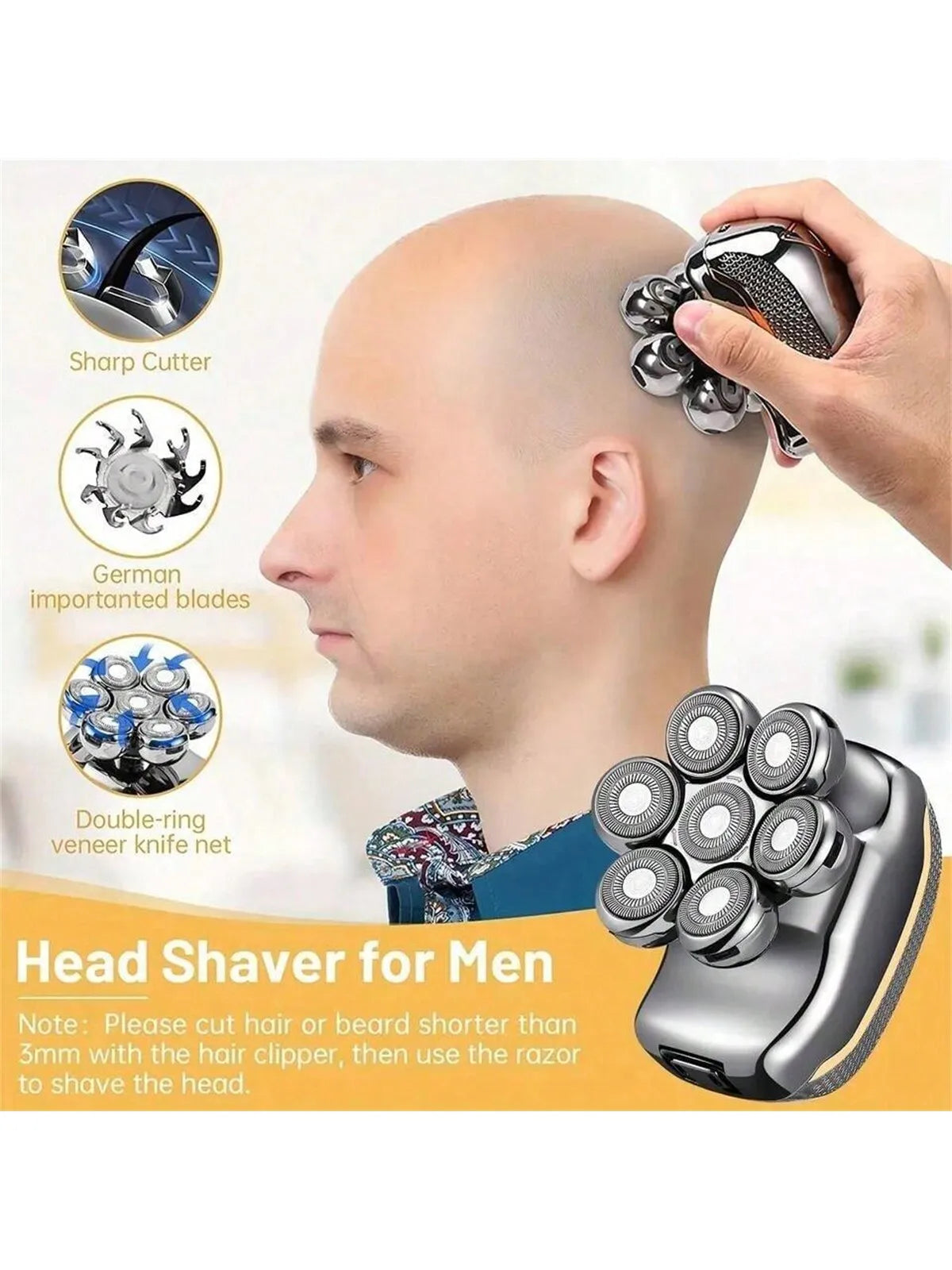 Hair Shaver Double Blades Shaver Electric Shaver Razor For Men Close Bald Head Barber Shaver Trimmer Rechargeable Shaver/Shaper