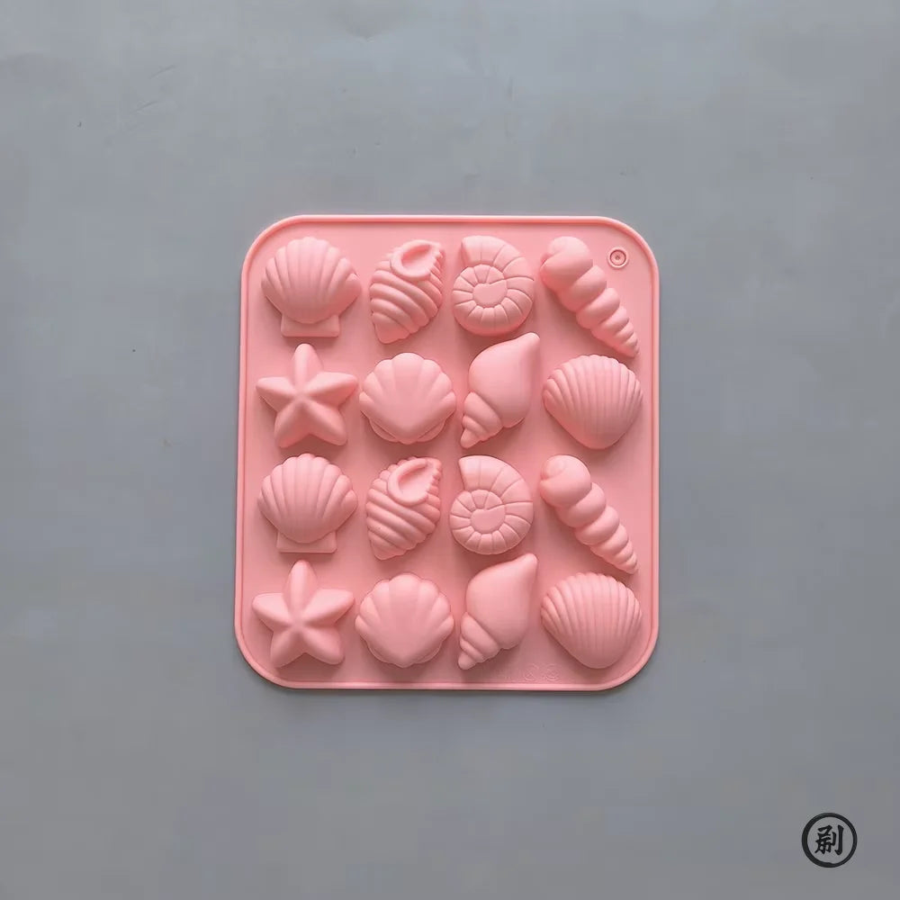 Chocolate Silicone Mold Shell Marine Animal Shape Candy Pudding Cake Decoration Mold 3D 16-Cavity