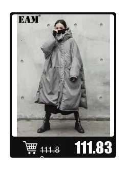 [EAM] Black Denim Irregular Casual Sweatshirt New Round Neck Long Sleeve Women Big Size Fashion Tide Spring Autumn 2026 1DH5370
