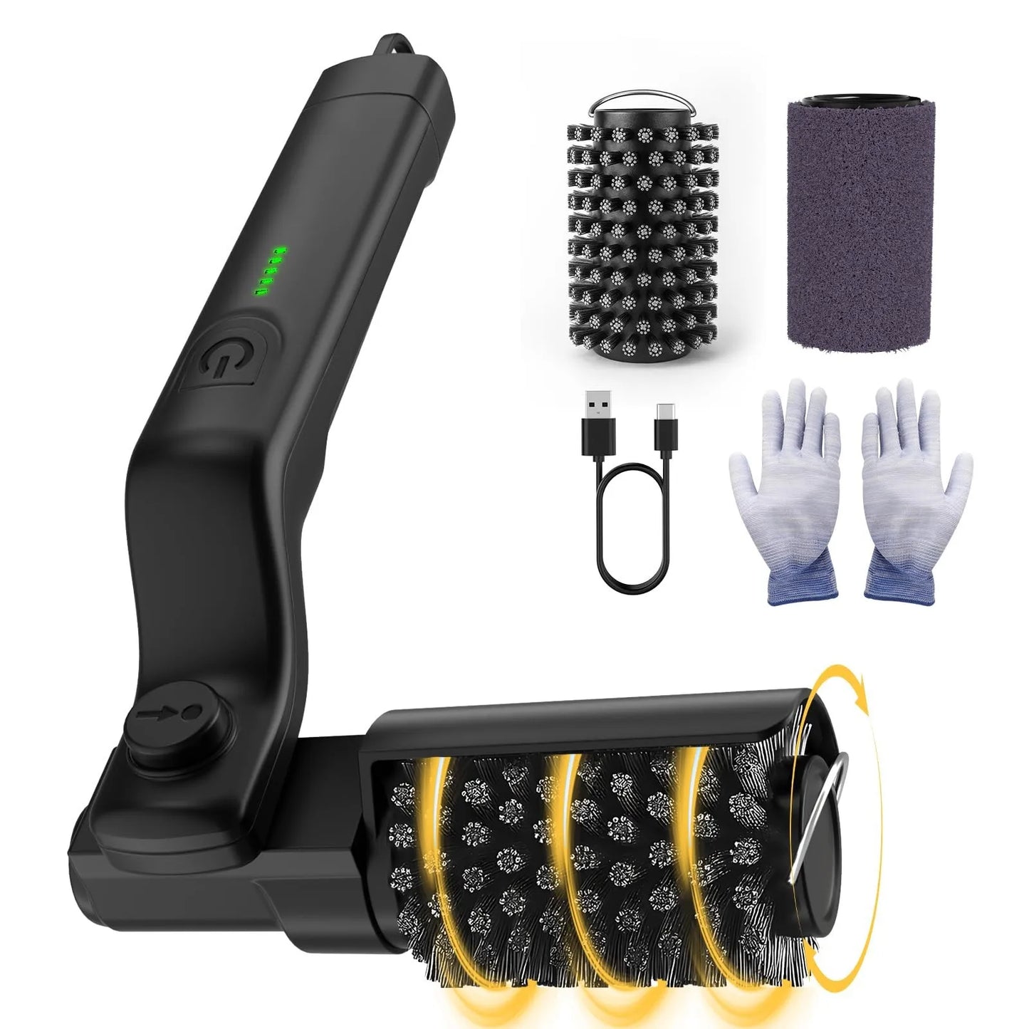 Electric Grill Brush 3-Speed Rechargeable BBQ Cleaner with 2 Brush Heads IPX7 180° Rotating Grill Scrubber For Barbecue Grates