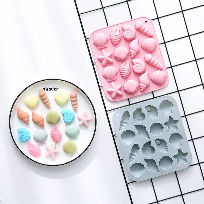 Silicone Molds with Shells, Conch, Starfish and Other Modeling, Epoxy Abrasives, Ice Grid, Chocolate Cake Molds