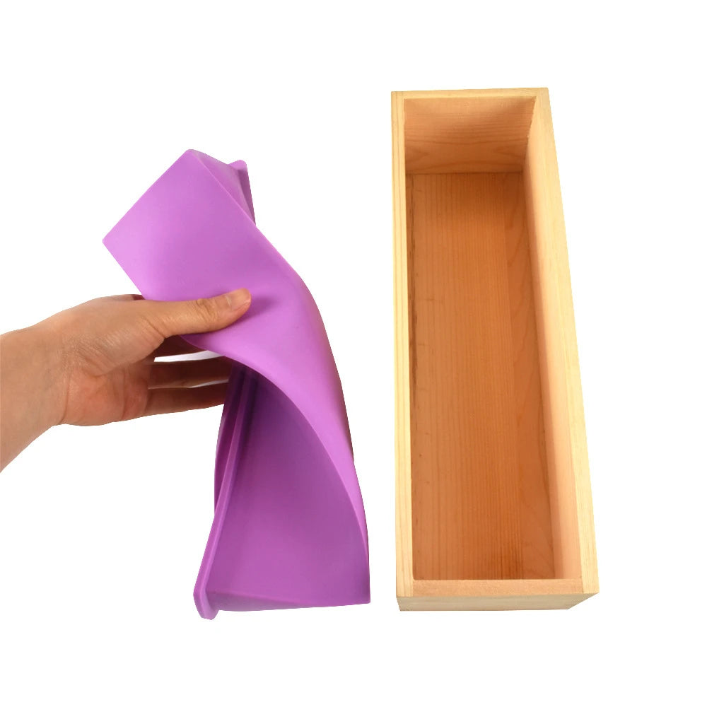 Silicone Soap Mold Flexible Rectangular Loaf Mold with Wood Box Soaps Making